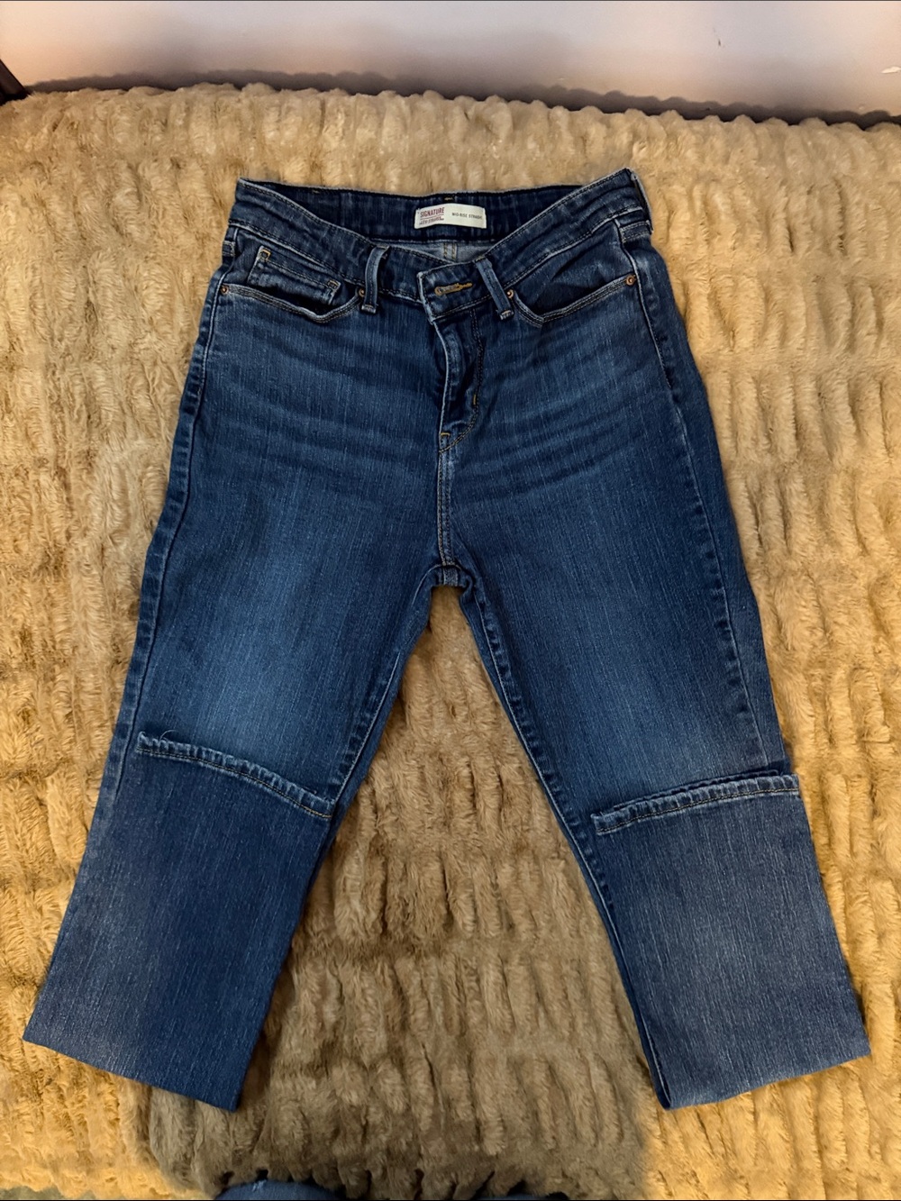 Signature by Levi Strauss Dark Blue Cropped Straight Jeans